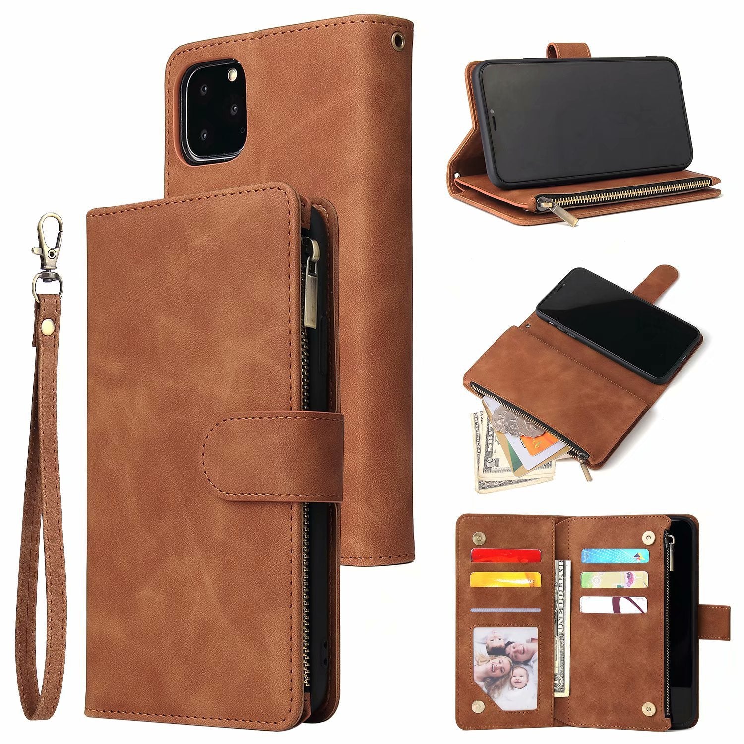 Multi-card Zipper Bag Protective Shell Wallet Phone Case