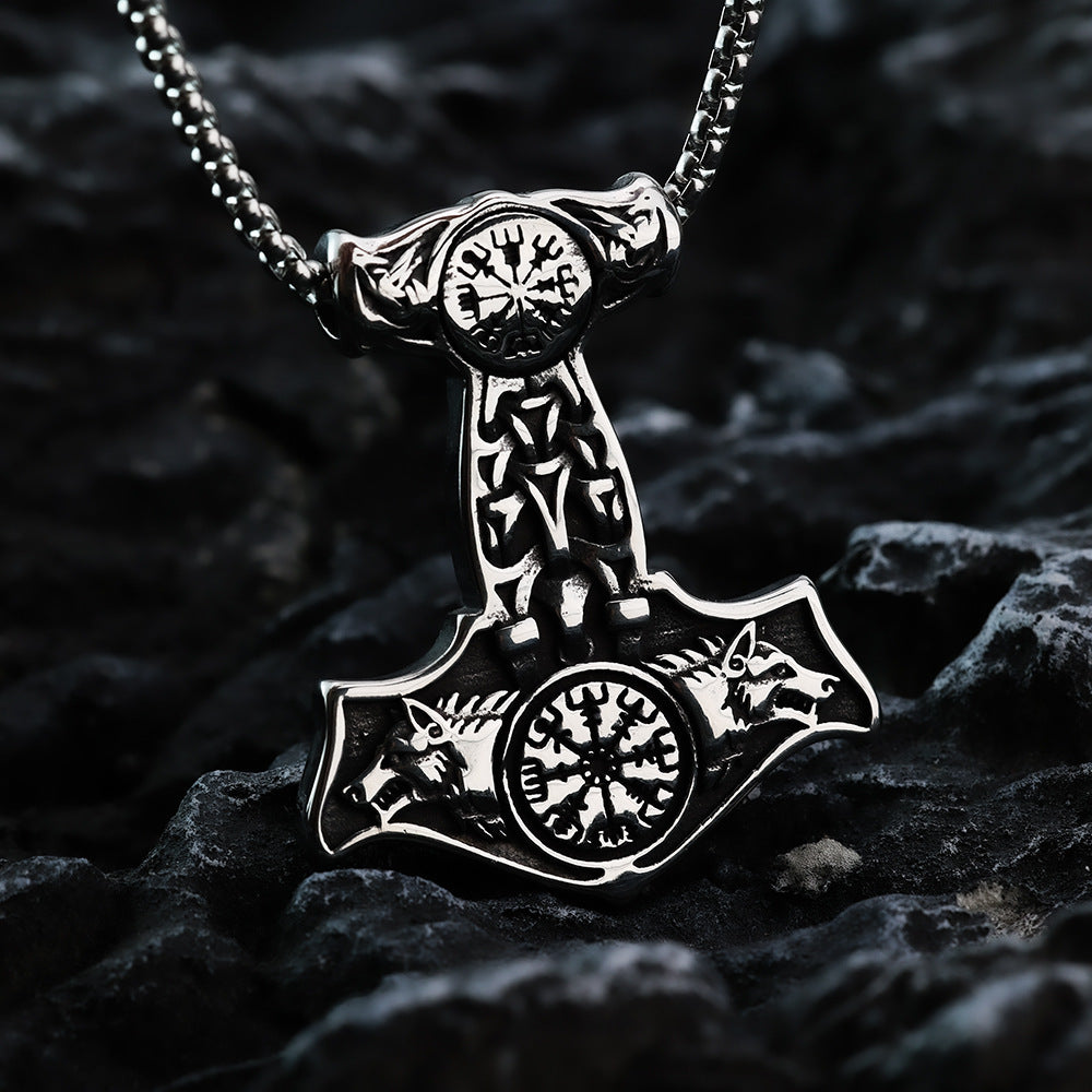 Titanium Steel Pendant Ornaments Stainless Steel Necklace Vintage Viking Impactor Men