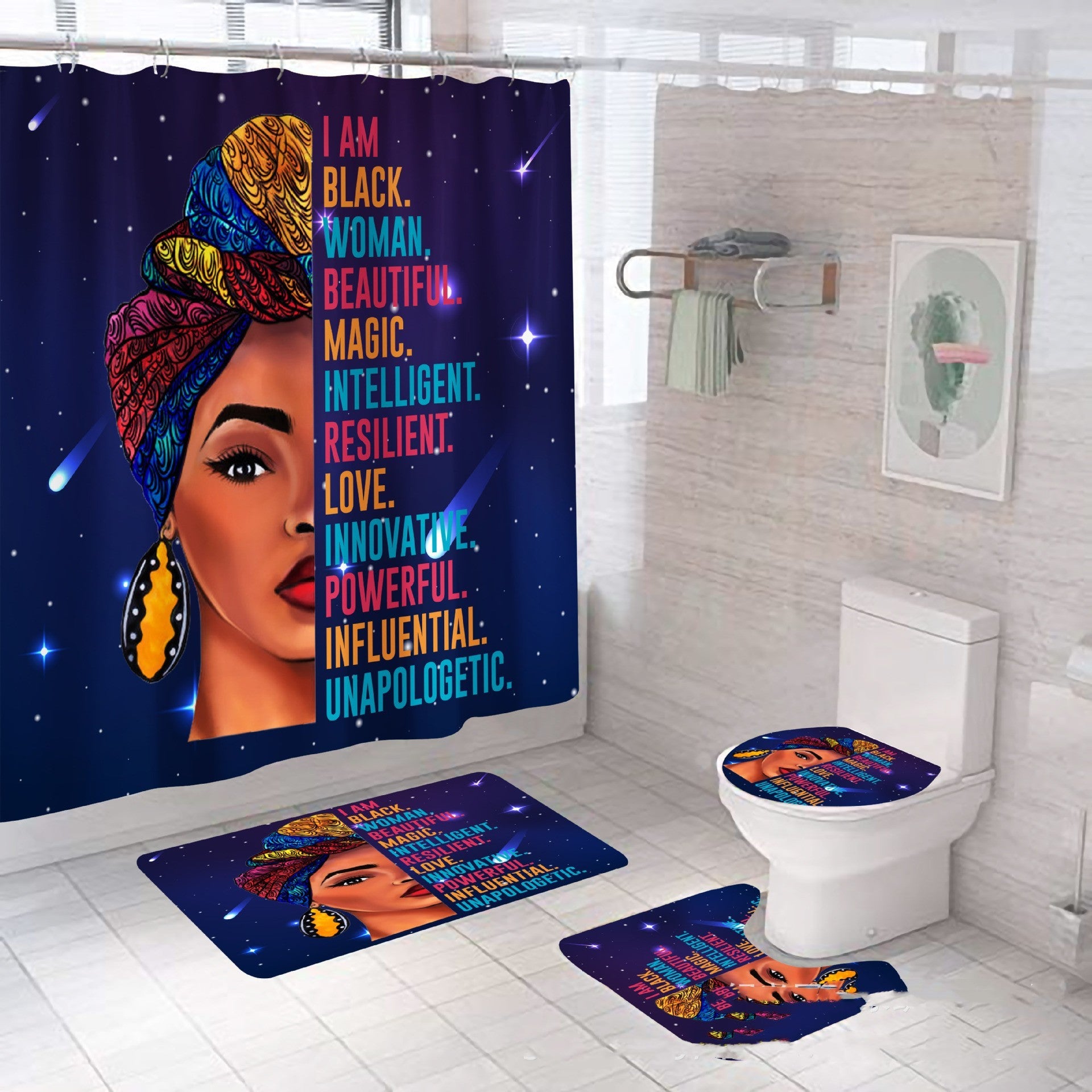 Digital Printing Shower Curtain Waterproof Household