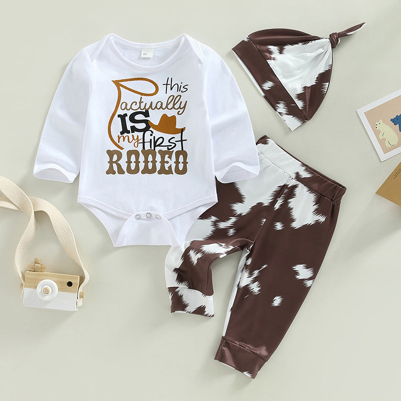 Clothing Boy's Letter Long-sleeve Jumpsuit Graffiti Casual Trousers Three-piece Set