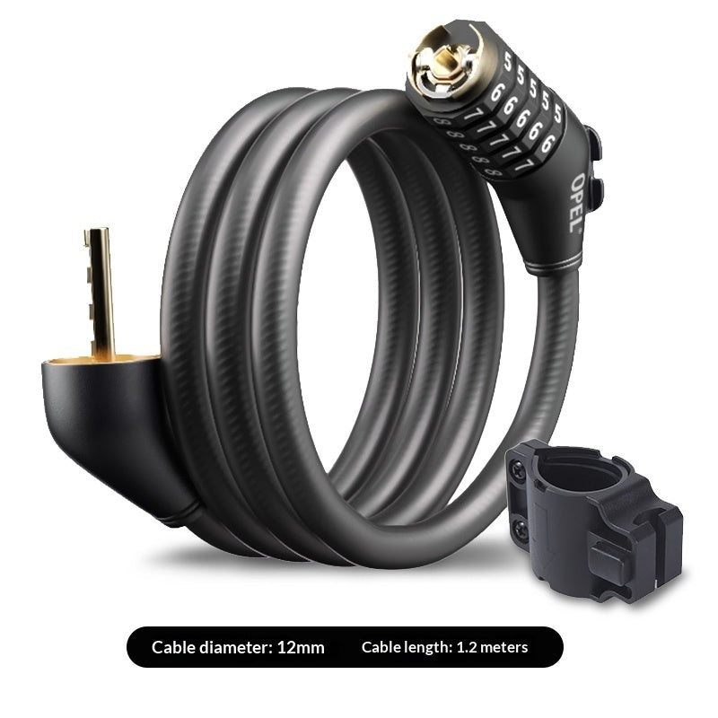 Bicycle Lock With Steel Cable, Anti-theft For Mountain And Road Bikes