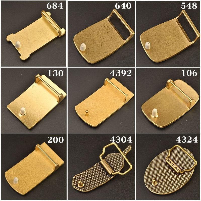 Boucle de ceinture en laiton pur, boucle lisse pour vêtements d'extérieur, plaque de boucle, accessoires de boucle de ceinture de pantalon, boucle de ceinture féminine, boucle de ceinture en laiton