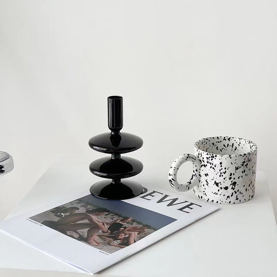 Black Glass Candlestick Nordic Romantic French Home Soft Decoration