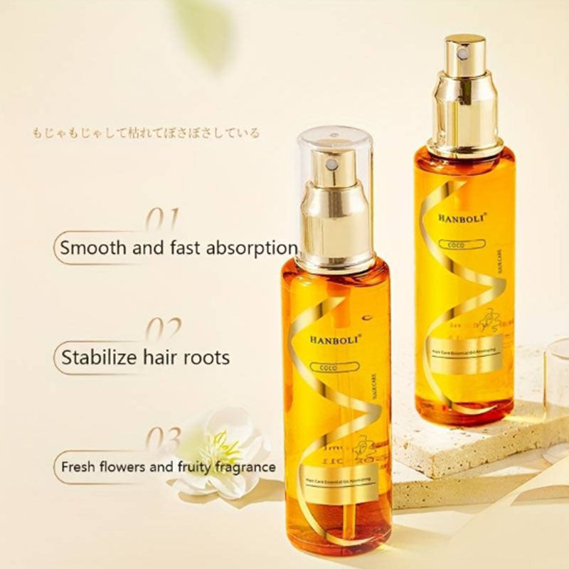 Huile Essentielle Parfumée pour Cheveux Doux, Soin Capillaire, Améliore la Sécheresse et les Frisotis, Spray Antistatique Sans Rinçage