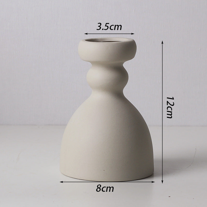 Ornements de salon en céramique simple : vase, bougeoir