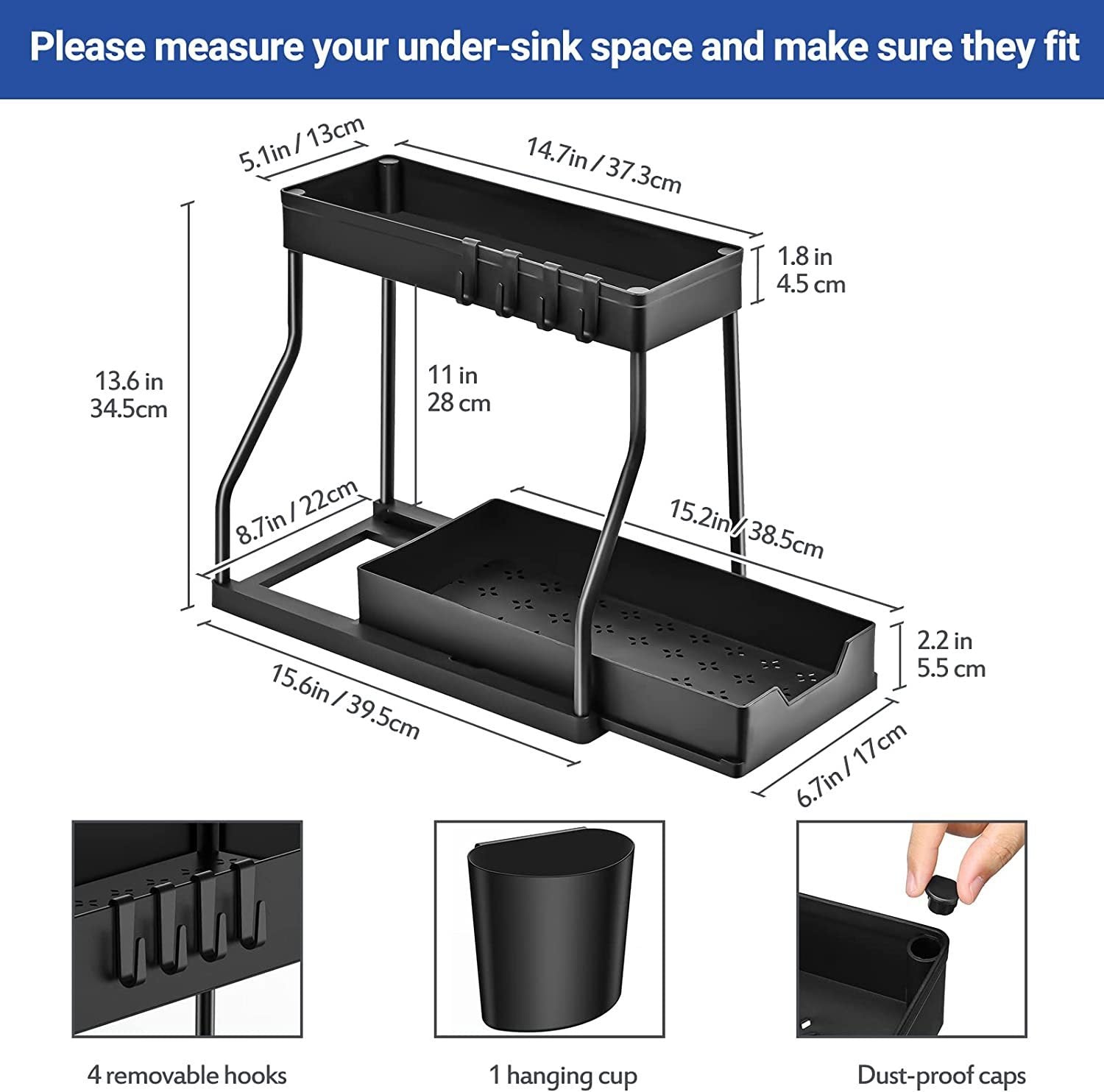 Bathroom Kitchen Sink Storage Rack 2 Floors