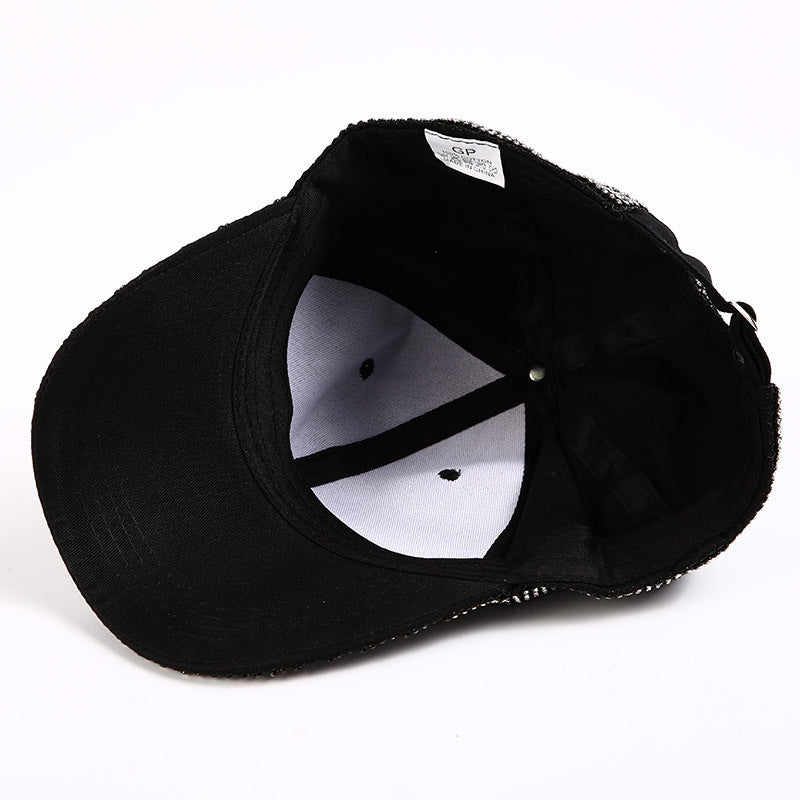 Full Diamond Full Diamond Rhinestone Baseball Hat Peaked Hat For Women Summer Wide Brim Korean Style Face-looking Small Big Head Circumference Trendy Net Red