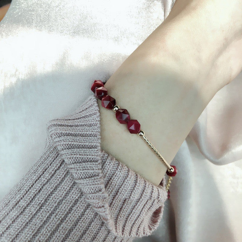 Bracelet en œil de tigre taillé géométrique