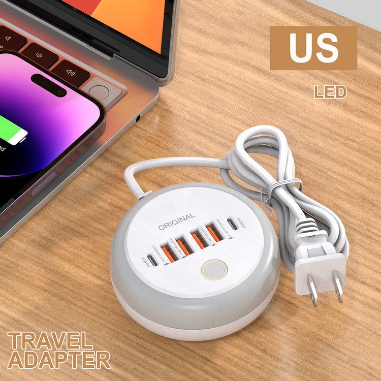 New PD20W Power Strip 2TC 4USB Multi-port Smart Fast Charging Charger