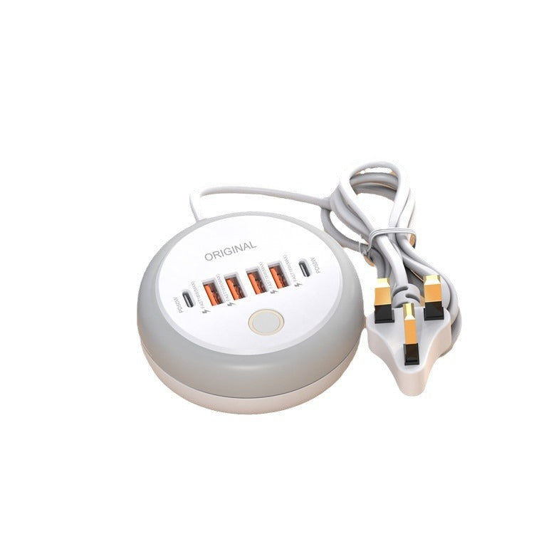 New PD20W Power Strip 2TC 4USB Multi-port Smart Fast Charging Charger