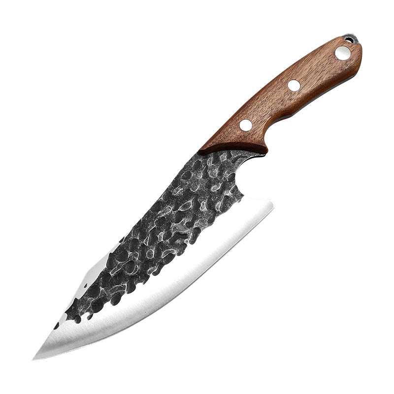Hand-forged Hammer Pattern Boning Knife Black Color Wood Replaceable Blade Knife