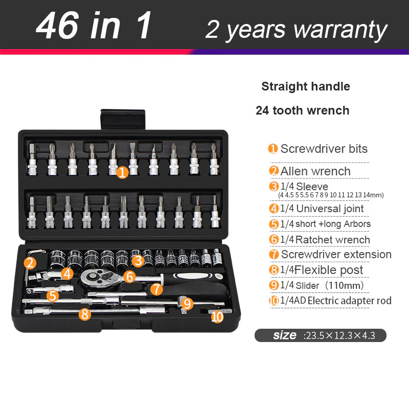 Auto Repair Toolbox Set Socket Wrench Sleeve Combination
