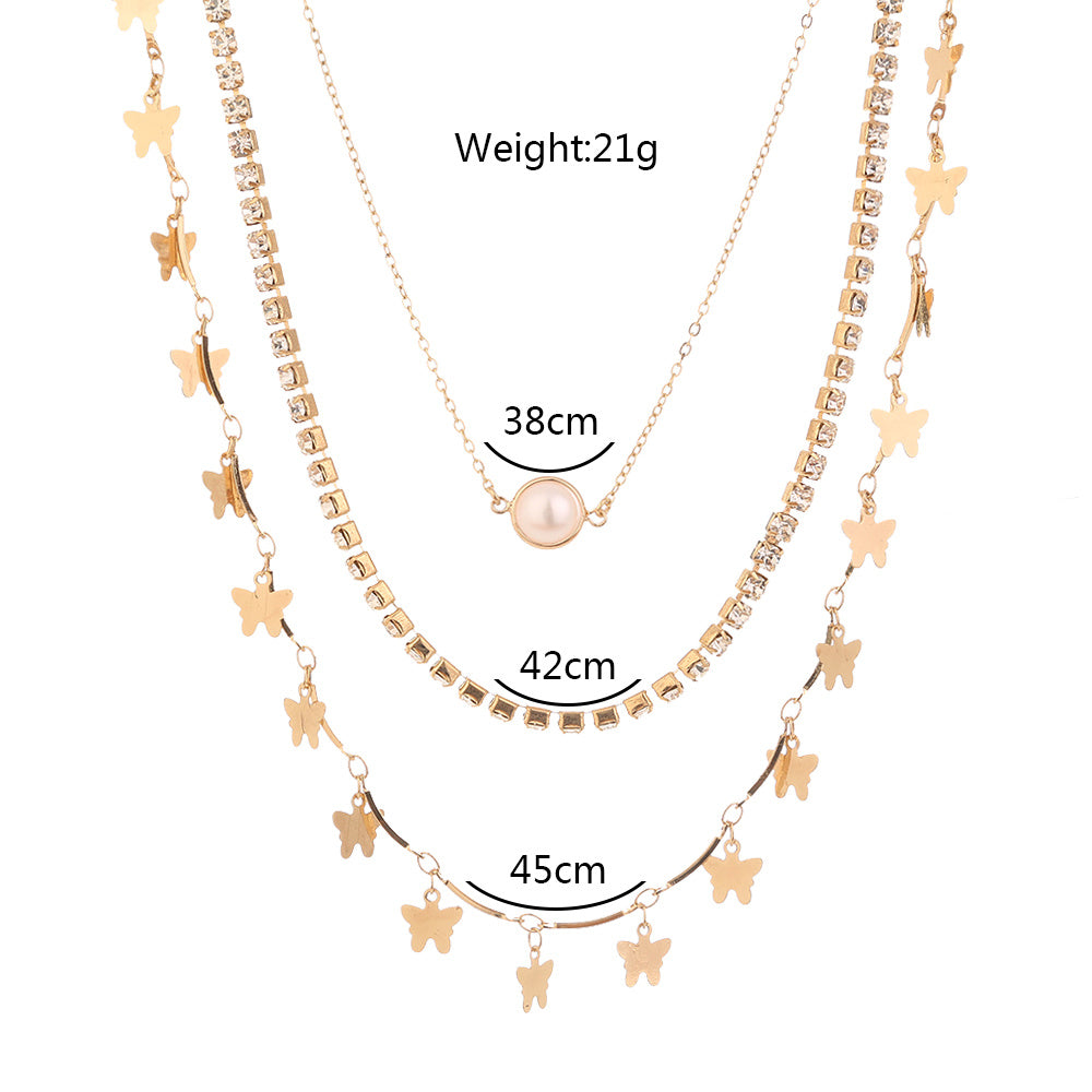 Butterfly Zircon multi-layer necklace