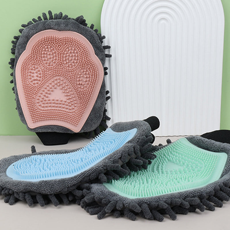 Brosse de bain pour animaux 2 en 1 Gant de toilettage élégant Outil de toilettage pour chiens et chats pour le brossage, le massage et le séchage Kit de toilettage pour chiens et chats Brosse de bain 2 faces Gant de nettoyage et de massage