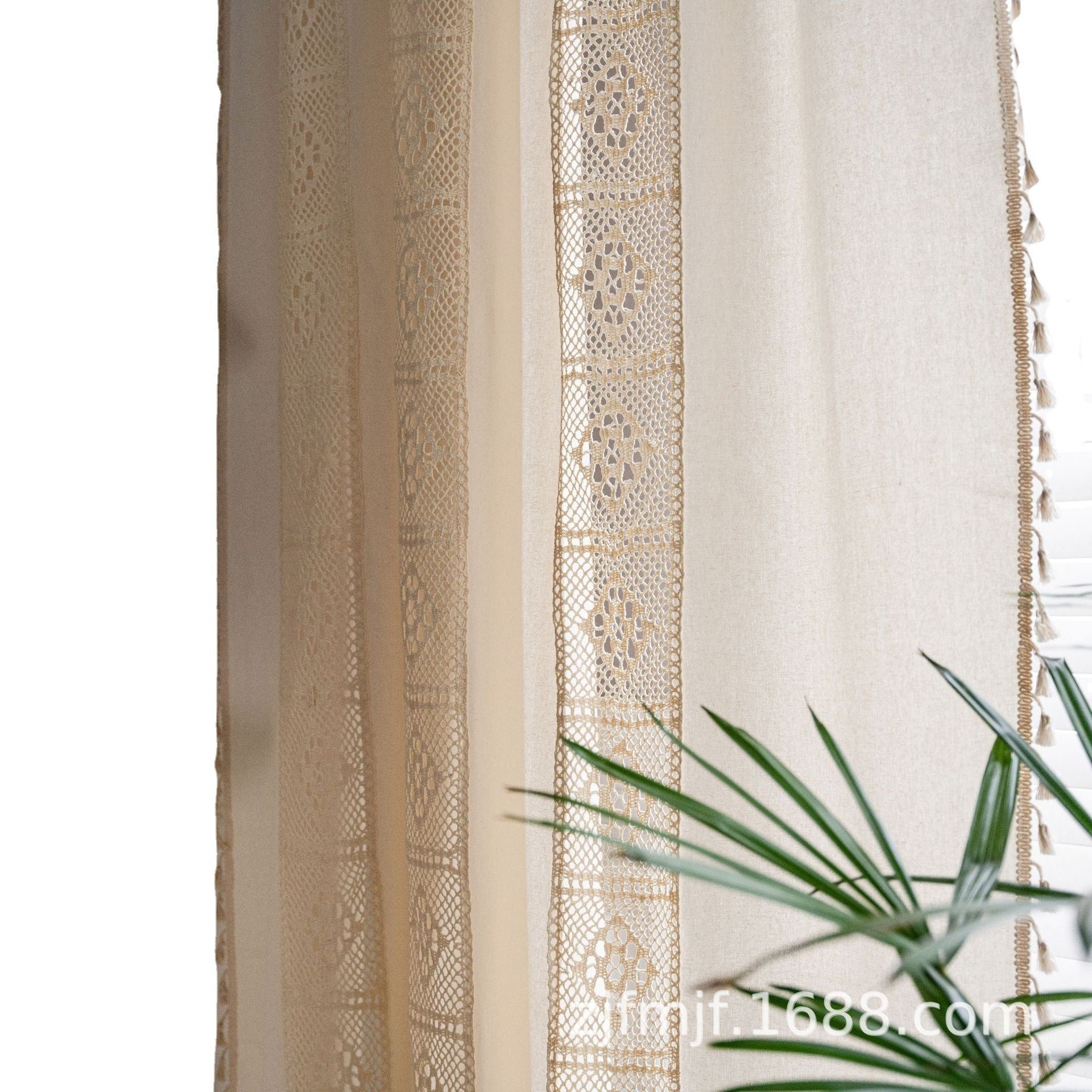Crochet Plaid Stitching Partition Short Curtain