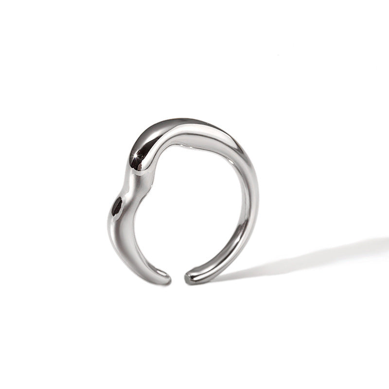 Women's Retro Minority Hammered Opening Couple Rings