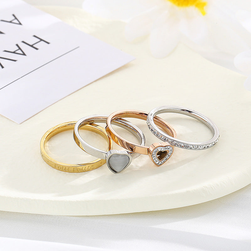 Simple Fashion Stainless Steel Ring Four In One
