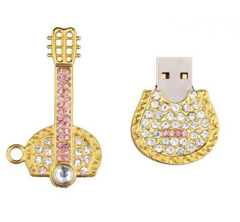 Creative Personality Crystal Violin Guitar USB  Drive