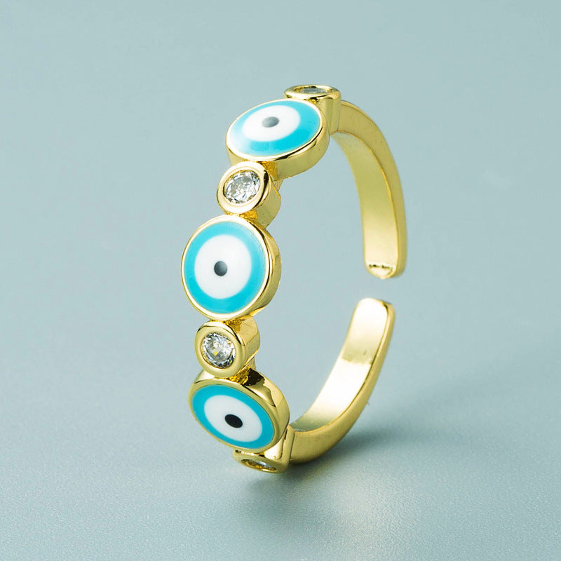 Ins European And American Copper Gold-plated Oil Eye Ring