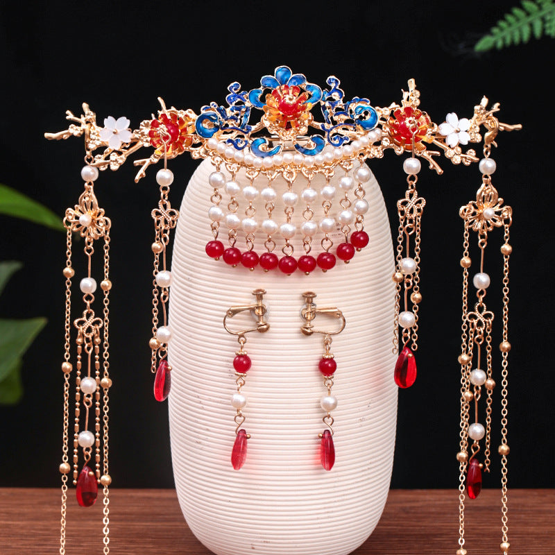 Ancient Style Super Fairy Crown Butterfly Hair Comb Fringed Step Shaking Hairpin Full Set Of Hair Accessories