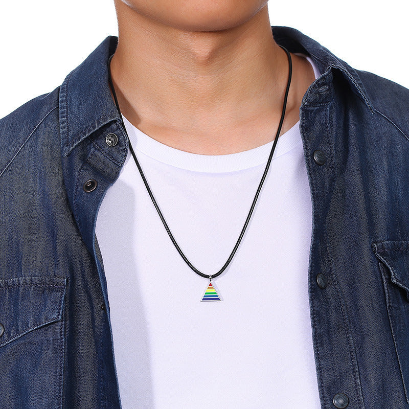 Rainbow Gay Pendant Wax Rope Hip Hop