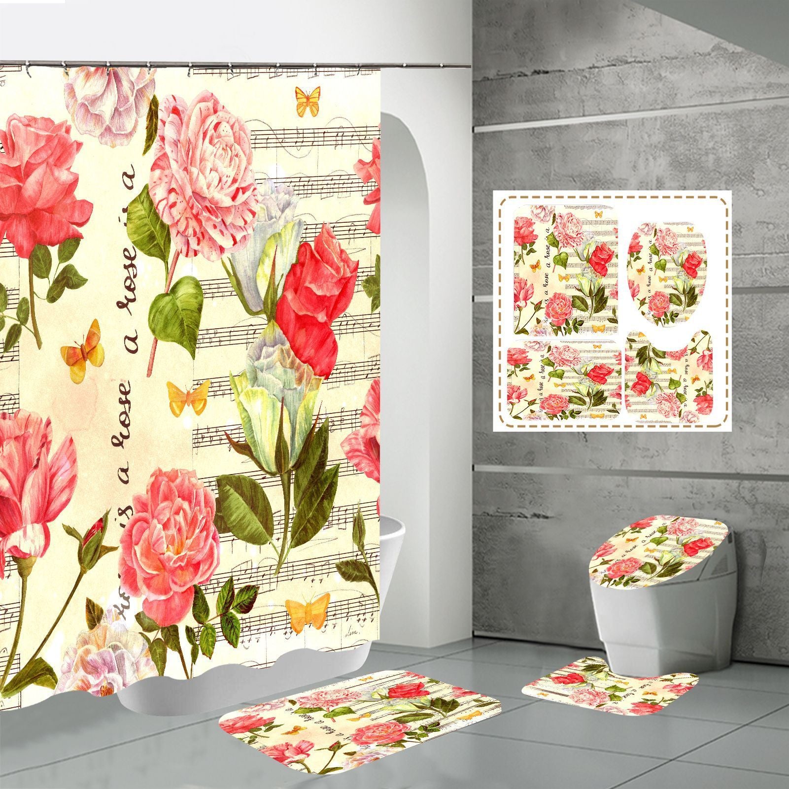 3D HD Digital Printing Bathroom Shower Curtain