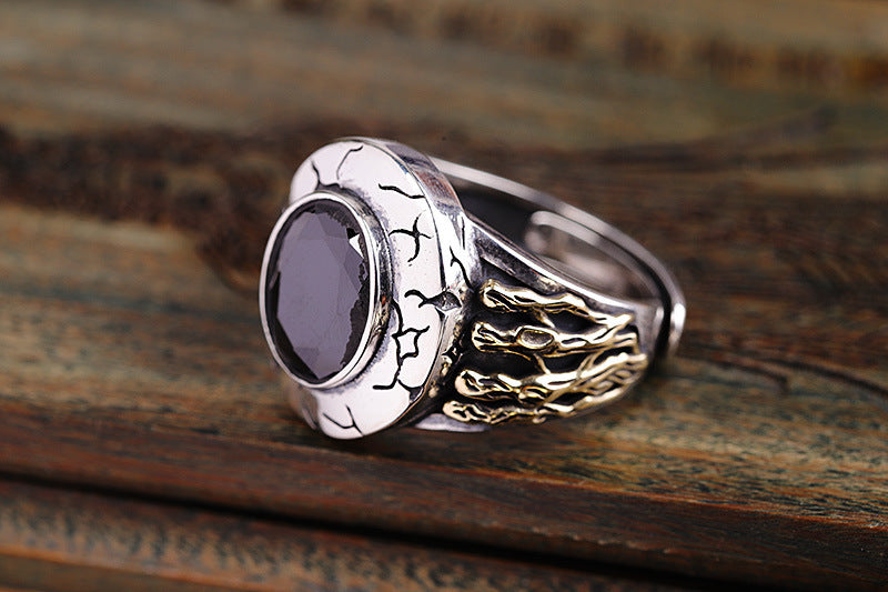 Fashion Simple Black Agate Men's Ring