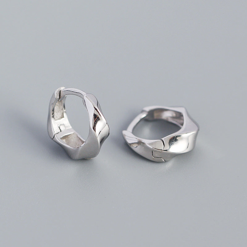 Minimalist Geometric Metal Wind Twisted Glossy Earrings Earrings