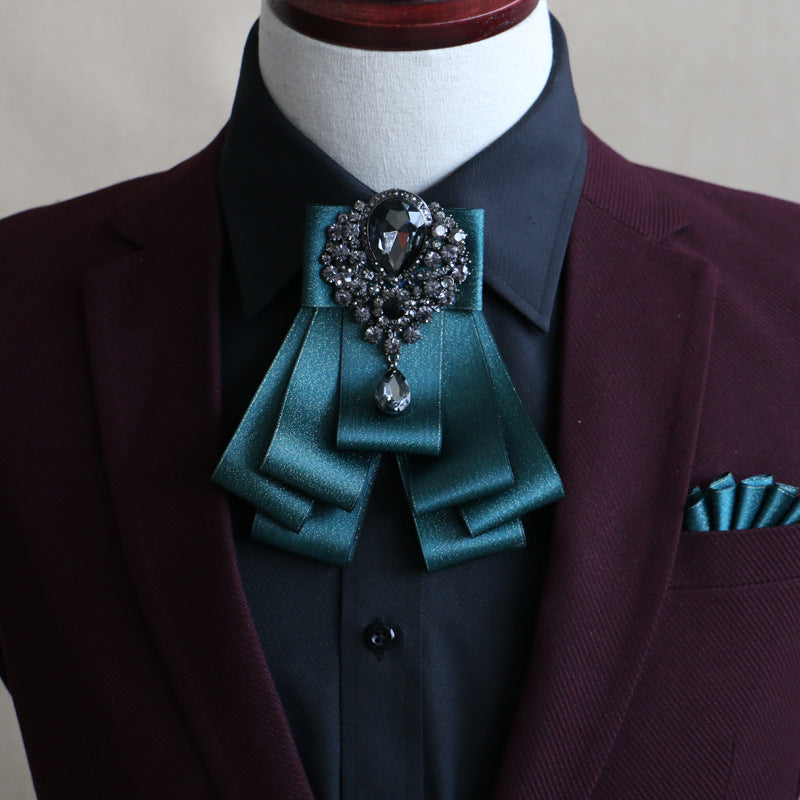 Men's Fashion Simple Diamond Bow Tie Set