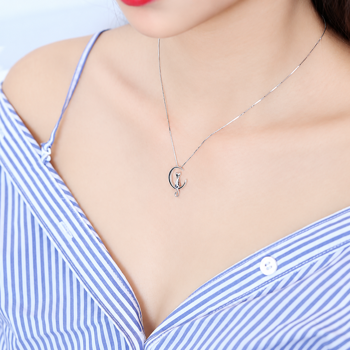 Women's Cubic Zirconia Chain Link Charm Necklace