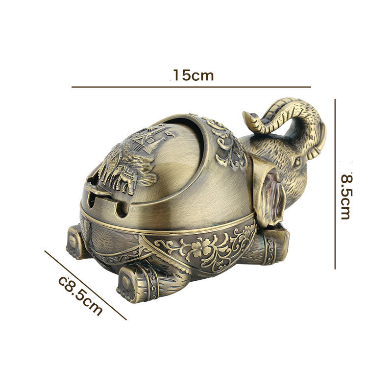 Cendrier Éléphant Rétro Tendance Personnalité Créative Couvercle Sphérique