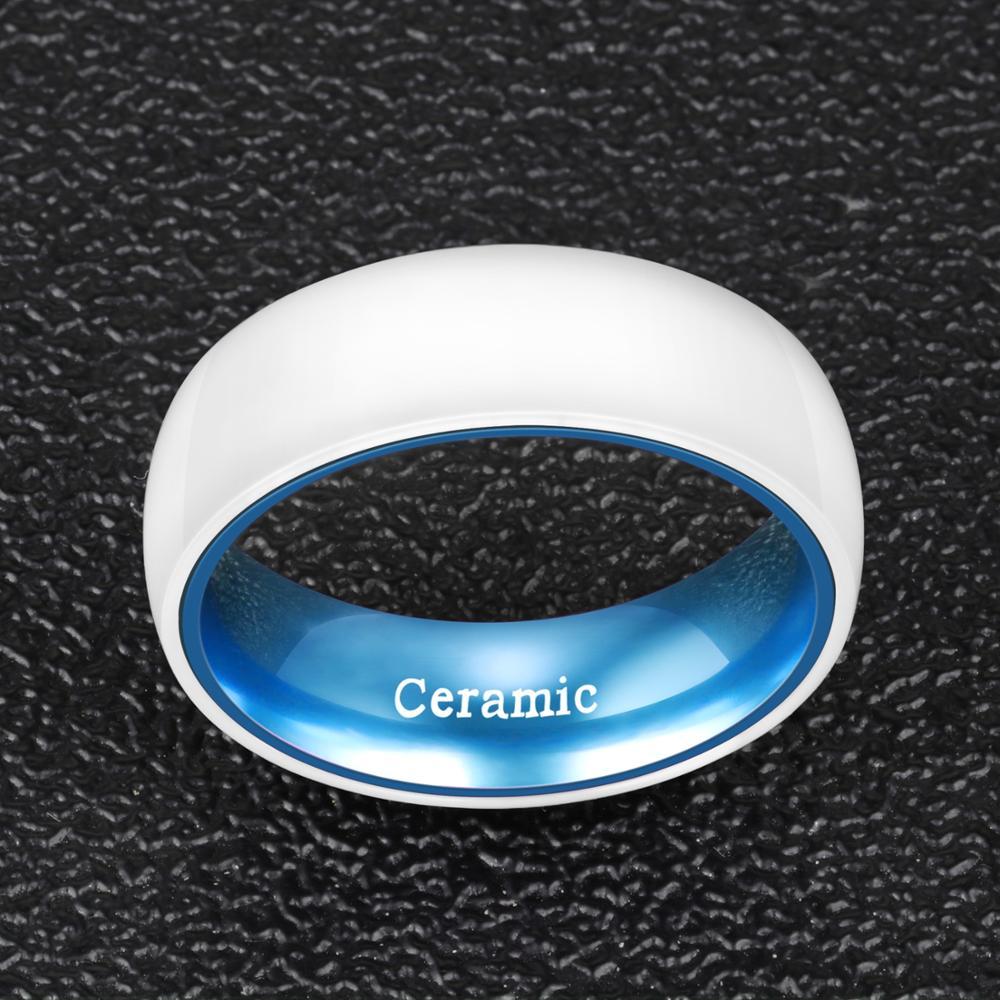 8MM White Ceramic Shell Blue Aluminum Inner Ring