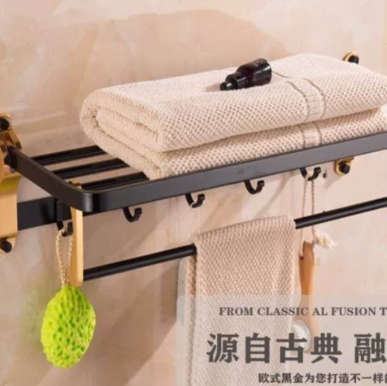 Space Aluminum Bathroom Shelf Wall Hanging Towel Rack