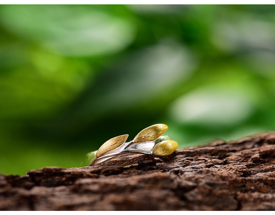Three Leaf Separation Sterling Silver S925 Women's Ring