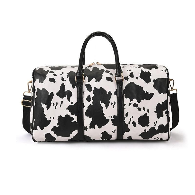 Large Capacity Leopard Print Contrast Tote Bag Shoulder Gym Bag