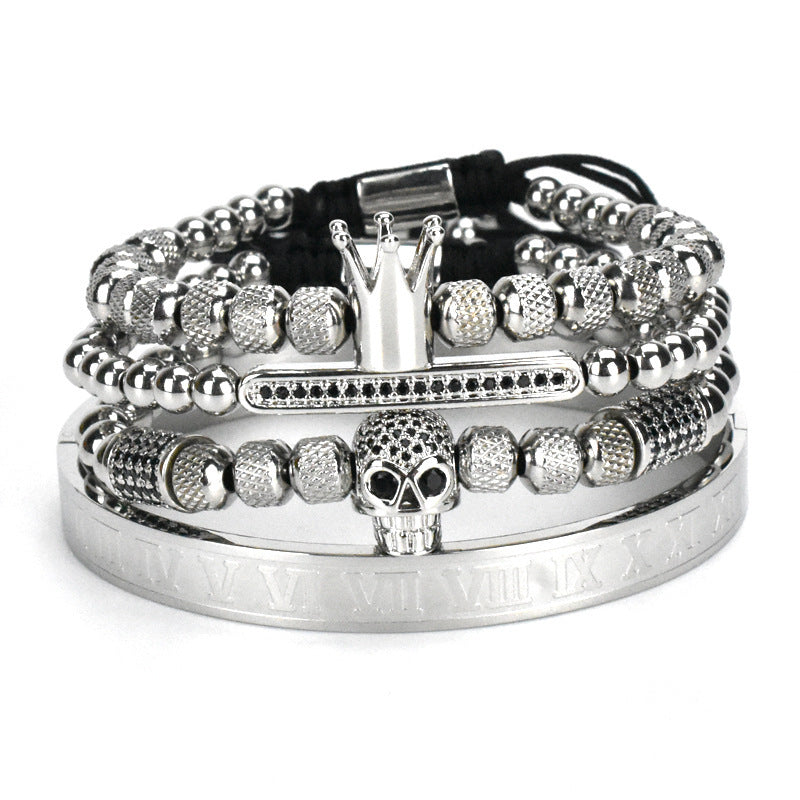 Stainless Steel Skull Bracelet Set Four Pieces For Men