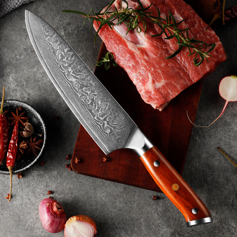 Ebony Handle Damascus Steel Knife 8-inch Chef Knife