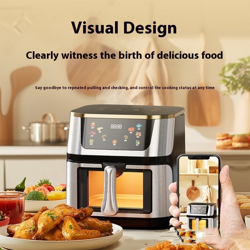 12L English Large Capacity Visible Stainless Steel Household Air Fryer