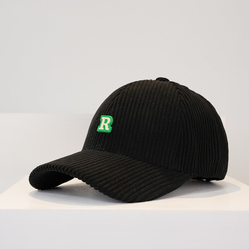 Women's Corduroy R Letter Baseball Cap Hat
