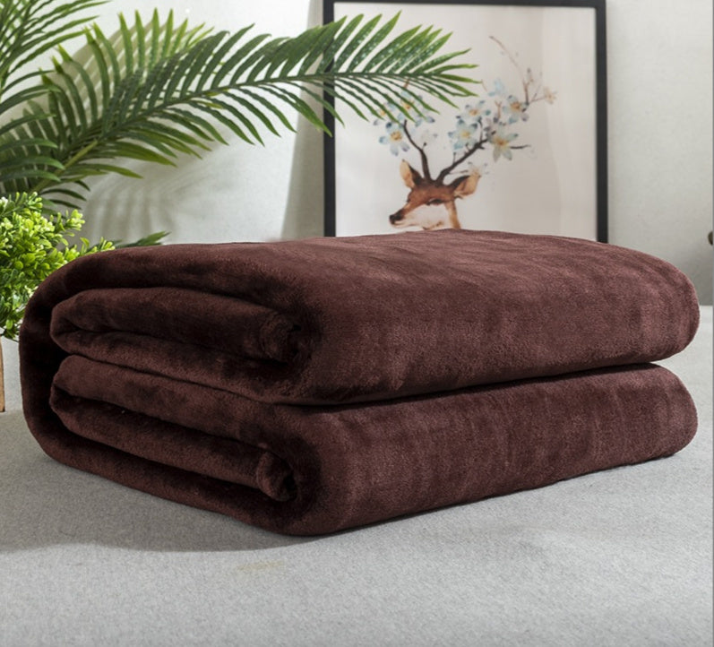 Solid Color Flannel Blanket Summer Air-conditioning Blanket Office Nap Blanket