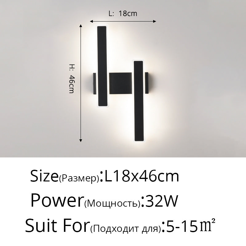 Modern Minimalist Bedroom Double Head Wall Lamp
