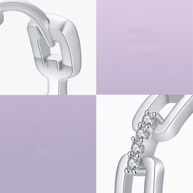 Small High-end Sense Chain-shaped Micro Diamond Earrings Women