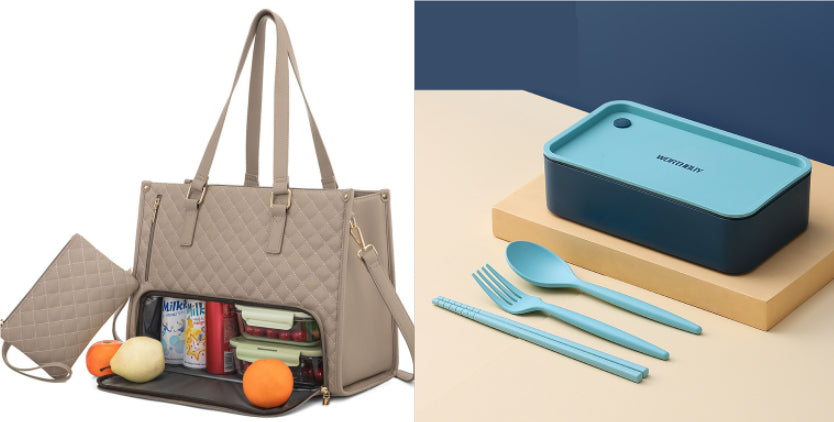 Convenient Commute New Lunch Bag Women's Insulated Lunch Box Women's Leak-proof Large Purse Diagonal Computer Storage