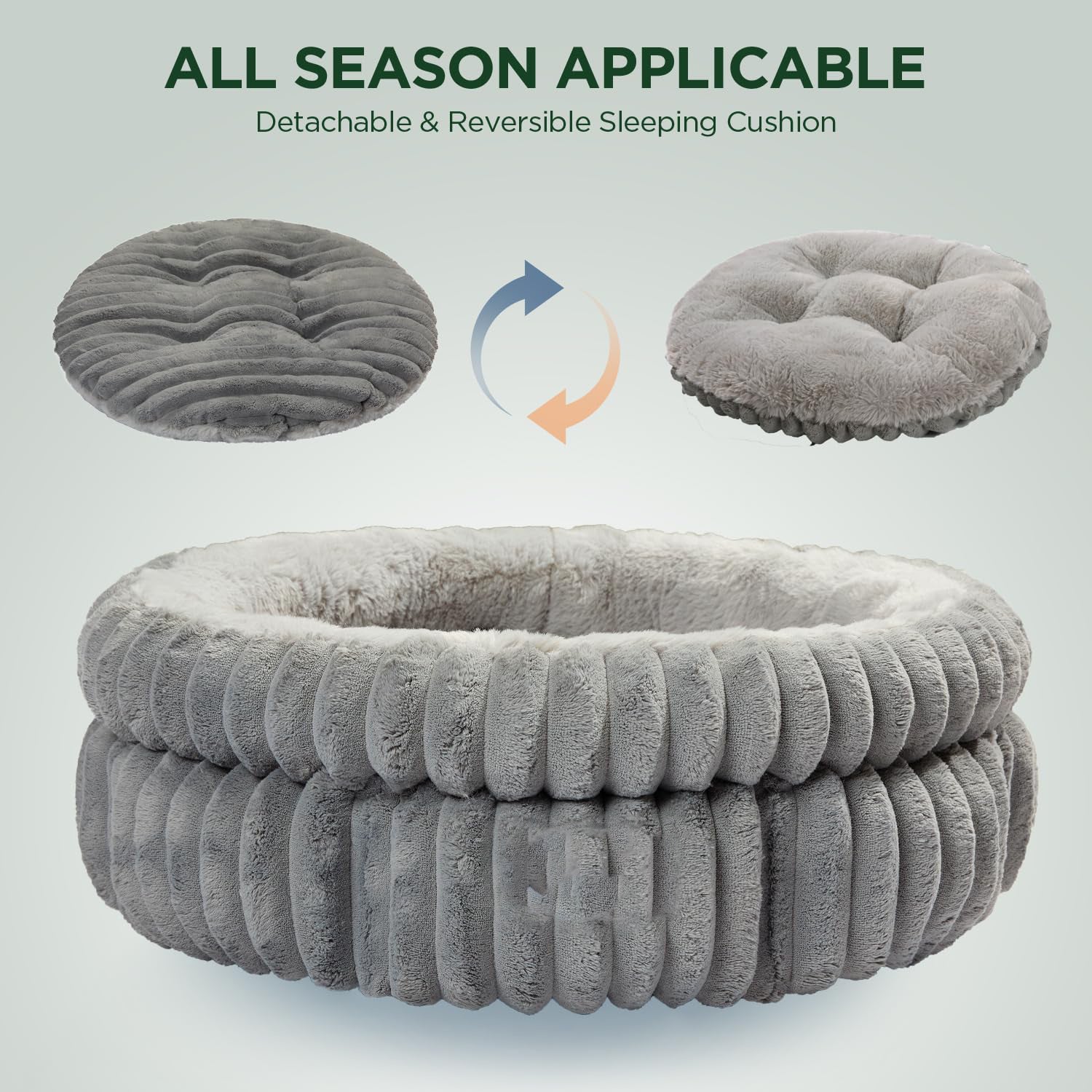 Lit pour chat, lit pour chaton, lits ronds lavables pour chats d'intérieur, lit pour animaux de compagnie en peluche super douce en fausse fourrure pour chiots et chatons avec fond antidérapant