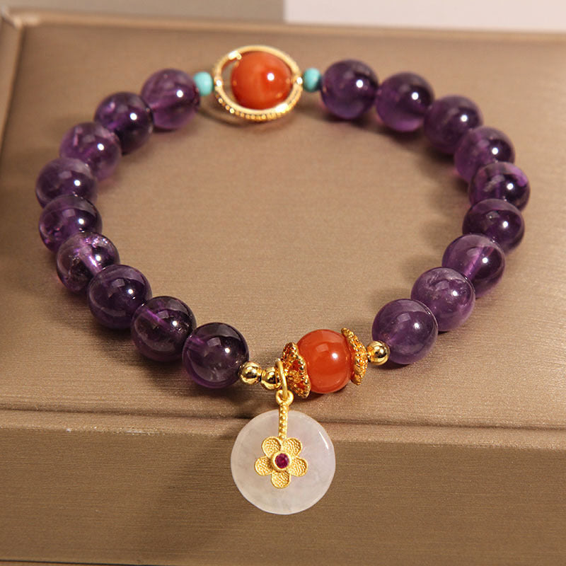 Natural Amethyst Bracelet For Women Light Luxury Minority Retro Exquisite
