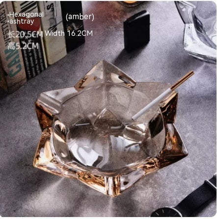 Crystal Glass Gold Rim Ashtray Prevent Fly Ash