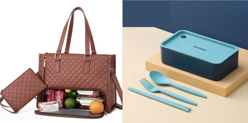 Convenient Commute New Lunch Bag Women's Insulated Lunch Box Women's Leak-proof Large Purse Diagonal Computer Storage
