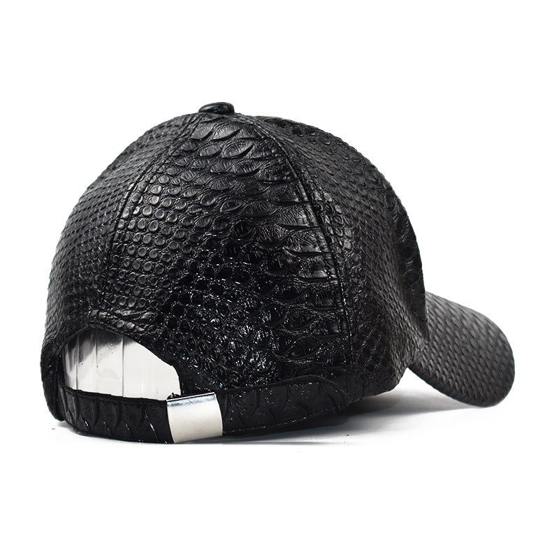 Women's Autumn And Winter Pu Leather Snakeskin Pattern Sunshade Baseball Cap