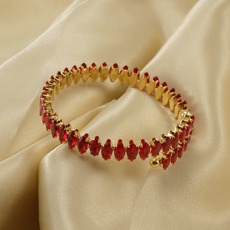 Stainless Steel Zircon Bracelet 18K Fashion