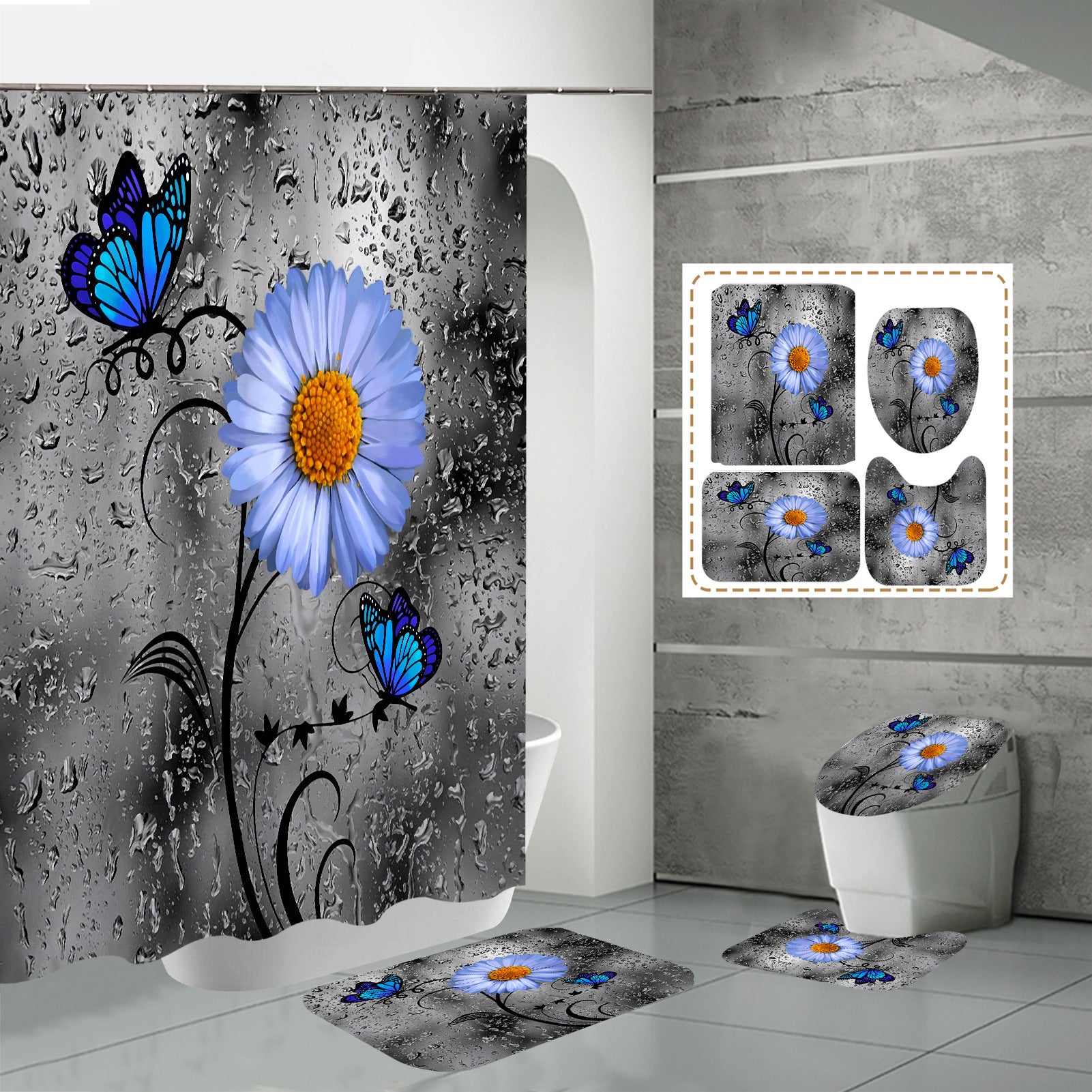 3D HD Digital Printing Bathroom Shower Curtain